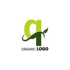 alphabet capital logo. Creative design concept green color with organic plant
