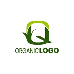 alphabet capital logo. Creative design concept green color with organic plant