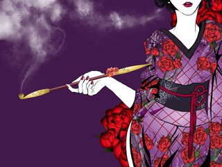 kimono&pipe_roses