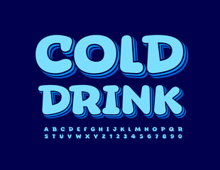 Vector stylish Sign Cold Drink. Bright modern Font. Artistic Alphabet Letters and Numbers set