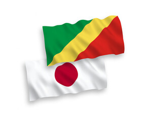 Flags of Japan and Republic of the Congo on a white background