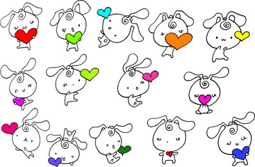 vector cartoon rabbit hold heart shape