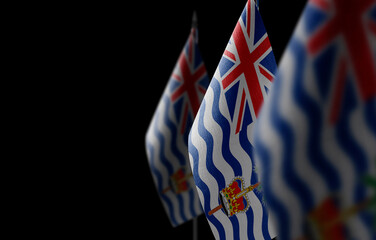 Small national flags of the British Indian Ocean Territory on a black background