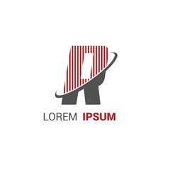 alphabet logo template with red stripes lines and swoosh orbit ring © Sigit Stock Vector