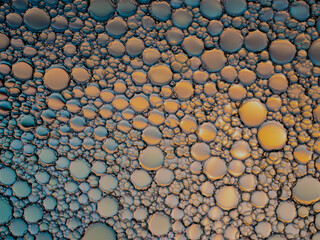 Oil bubbles on the water surface
