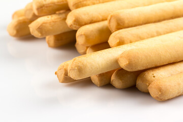 bread sticks on white background