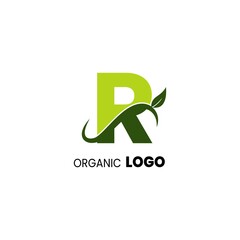 alphabet capital logo. Creative design concept green color with organic plant