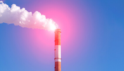 power plant with pipes. concept of environmental pollution, city. copyspace