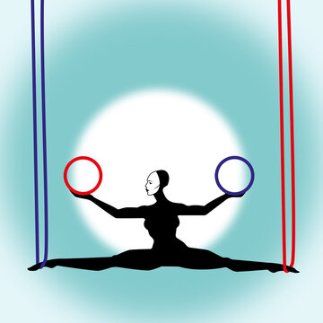 Illustrazione digitale che rappresenta una donna acrobata