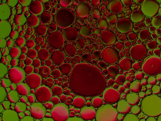 Oil bubbles on the water surface