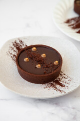 Salted caramel dark chocolate tart, pie