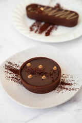 Salted caramel dark chocolate tart, pie