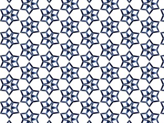 seamless pattern with blue stars white background