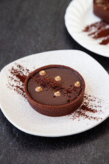Salted caramel dark chocolate tart, pie