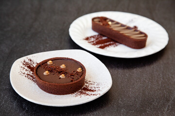 Salted caramel dark chocolate tart, pie