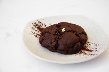 Homemade giant dark chocolate cookie