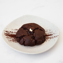 Homemade giant dark chocolate cookie
