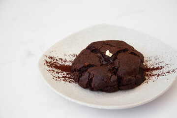 Homemade giant dark chocolate cookie
