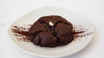 Homemade giant dark chocolate cookie