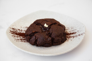 Homemade giant dark chocolate cookie
