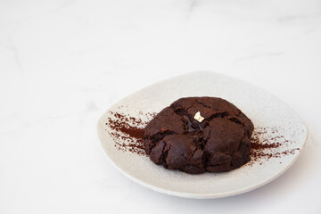 Homemade giant dark chocolate cookie