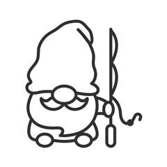 Camping gnomes. Three gnomes doing activities Hiking and fishing in the summer.