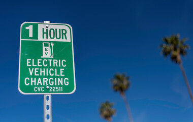 Electric vehicle charging station sign, Los Angeles, CA.