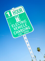 Electric vehicle charging station sign, Los Angeles, CA.