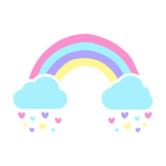 Vector rainbow unicorn Rain in the heart For the screen on the shirt to give to the girl.