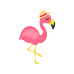 Vector cartoon flamingos and flower accessories, glasses, bows and hats. Great for summer travel.