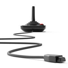black retro joystick with red button © magann