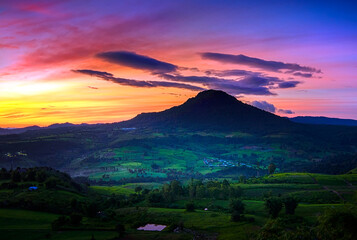 Beautiful scenery during sunrise time at Khao Takhian Ngo , Khao Kho District ,Phetchabun Province in Thailand