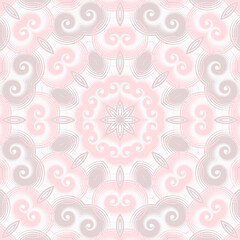 Twisted elements floral abstract seamless patter. Multiple scrolls seamless fabric pattern
