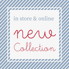 retro stripy blue and white new collection banners and posters