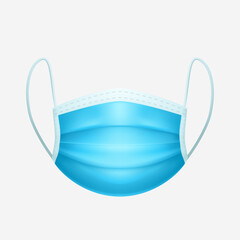 front view to realistic blue face mask