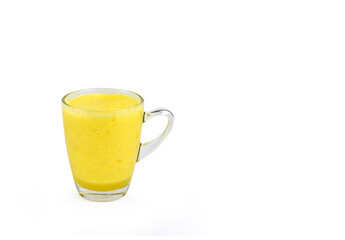 Pineapple juice (healthy juice) isolated on white background.