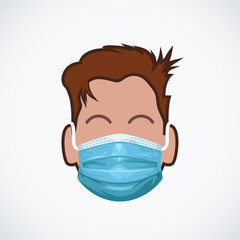 wearing face mask front view on white