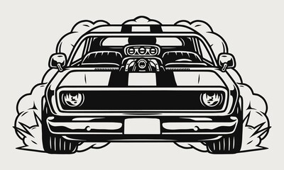 Custom muscle car front view concept