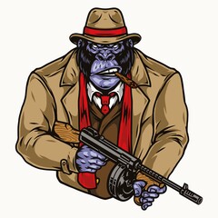 Angry gorilla gangster in fedora hat © DGIM studio