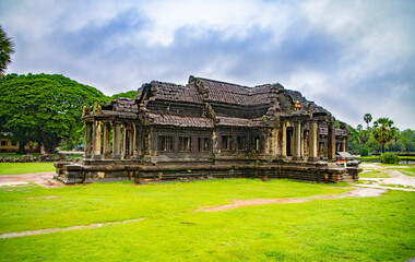 Fototapeta na wymiar Angkor Wat-largest temple in the world. It is raining