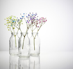 Bouquet of gypsophila in a vase in a high key