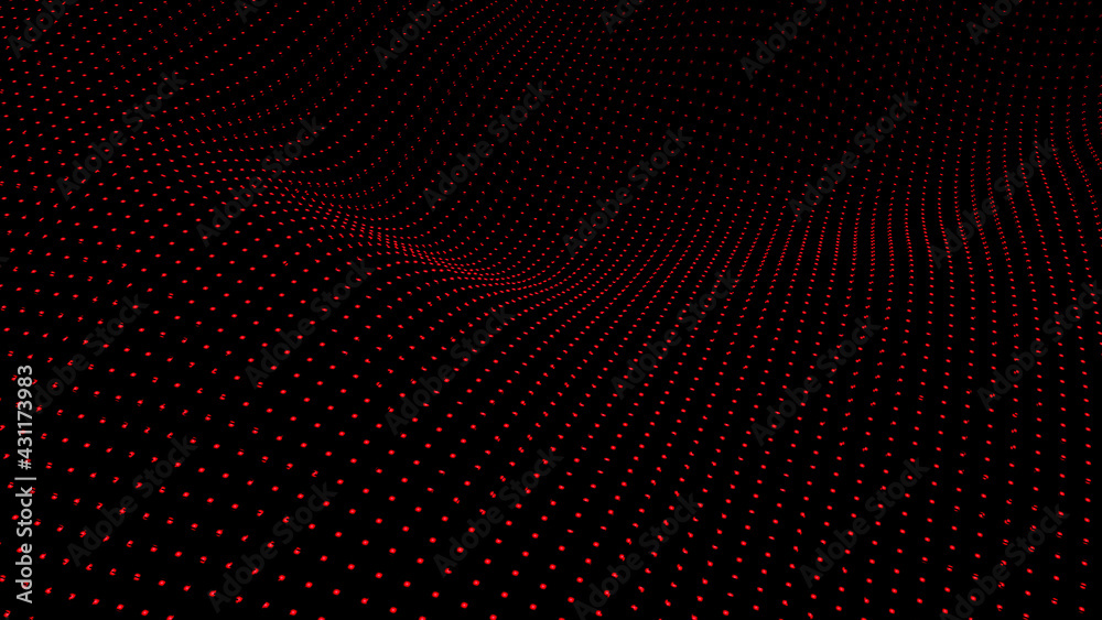Poster abstract digital background. futuristic wave of dots and weave lines. digital technology. 3d renderi