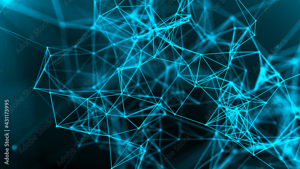 Poster Network connection system.Background with connection dots and lines. Big data vizualization. 3d rendering. 