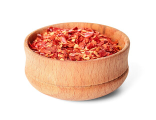 Bowl with red paprika on white background