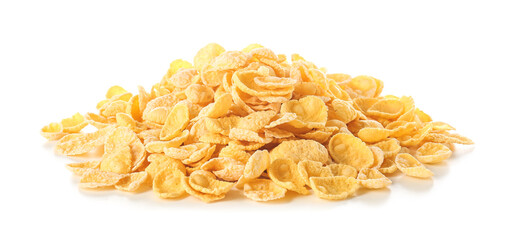 Tasty cornflakes on white background