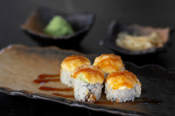 Delicious sushi from japanese cuisine
