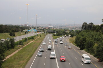 Fototapeta na wymiar traffic on the highway, Johannesburg