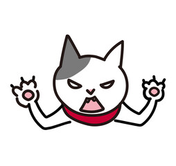 Fototapeta premium 怒っている可愛い猫のイラスト 