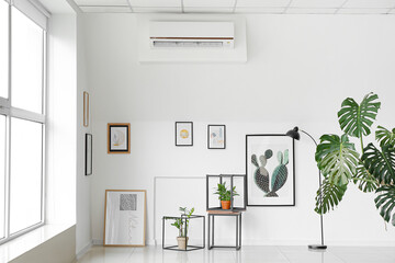 Interior of modern art gallery