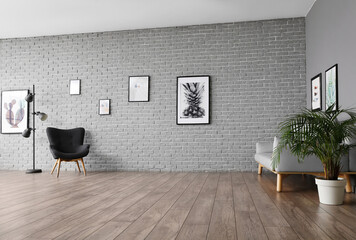 Interior of modern art gallery